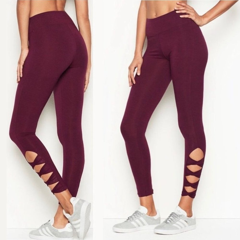VICTORIA'S SECRET VSX  Pants Leggings Cropped Ankle Maroon Womens size S
